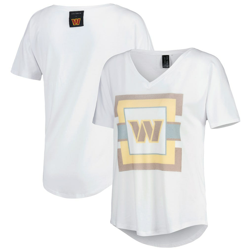 Washington Commanders KIYA TOMLIN Women's V-Neck T-Shirt White - NFL