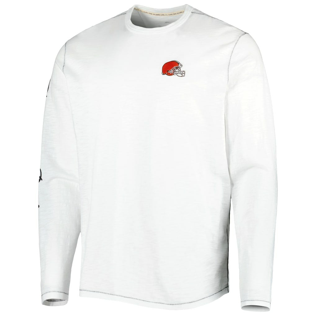 Cleveland Browns Laces Out Billboard Long Sleeve T-Shirt White - Tommy Bahama