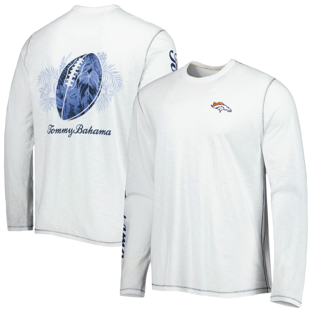 Denver Broncos Laces Out Billboard Long Sleeve T-Shirt White - Tommy Bahama