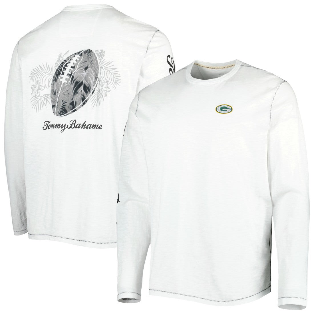 Green Bay Packers Laces Out Billboard Long Sleeve T-Shirt White - Tommy Bahama