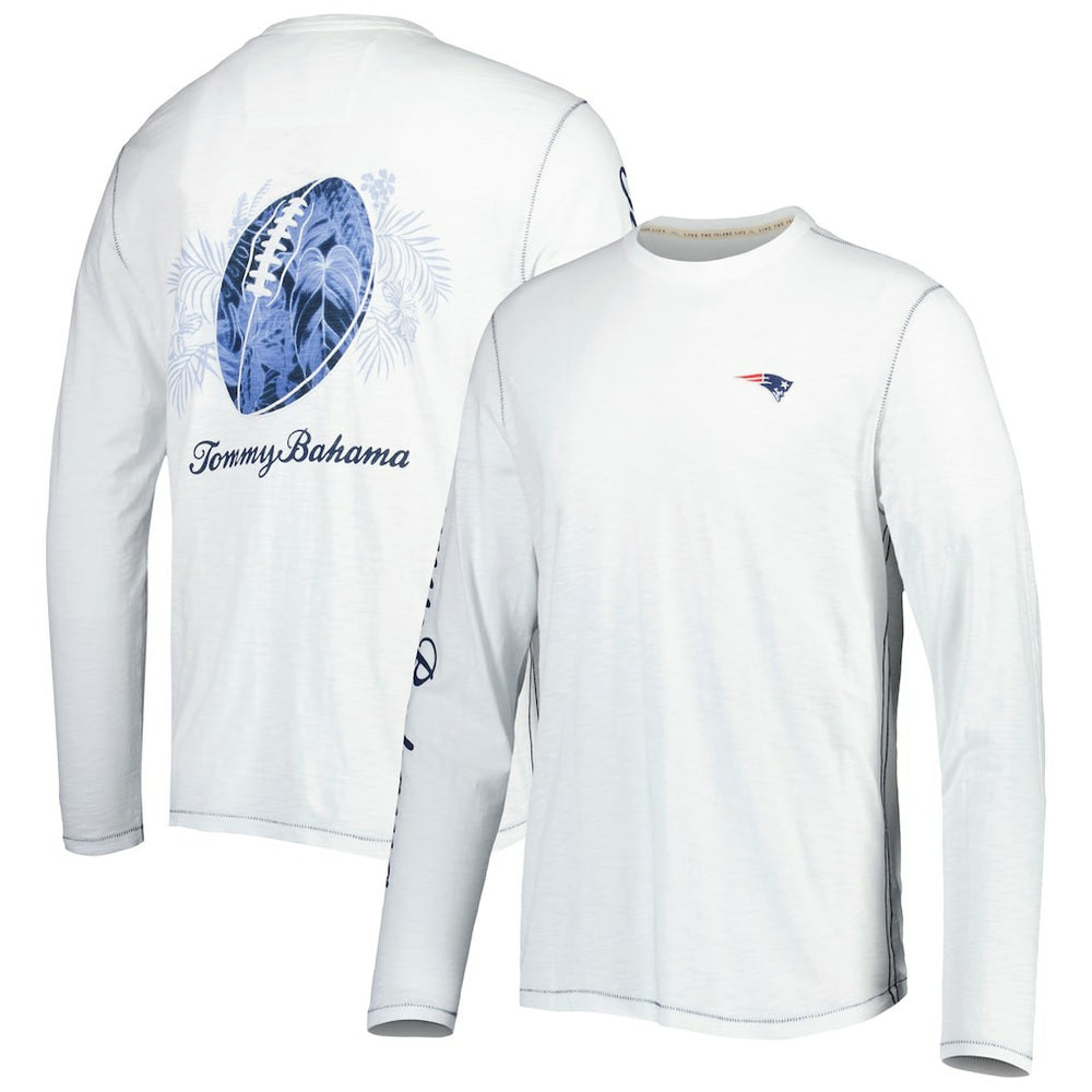 New England Patriots Laces Out Billboard Long Sleeve T-Shirt White - Tommy Bahama
