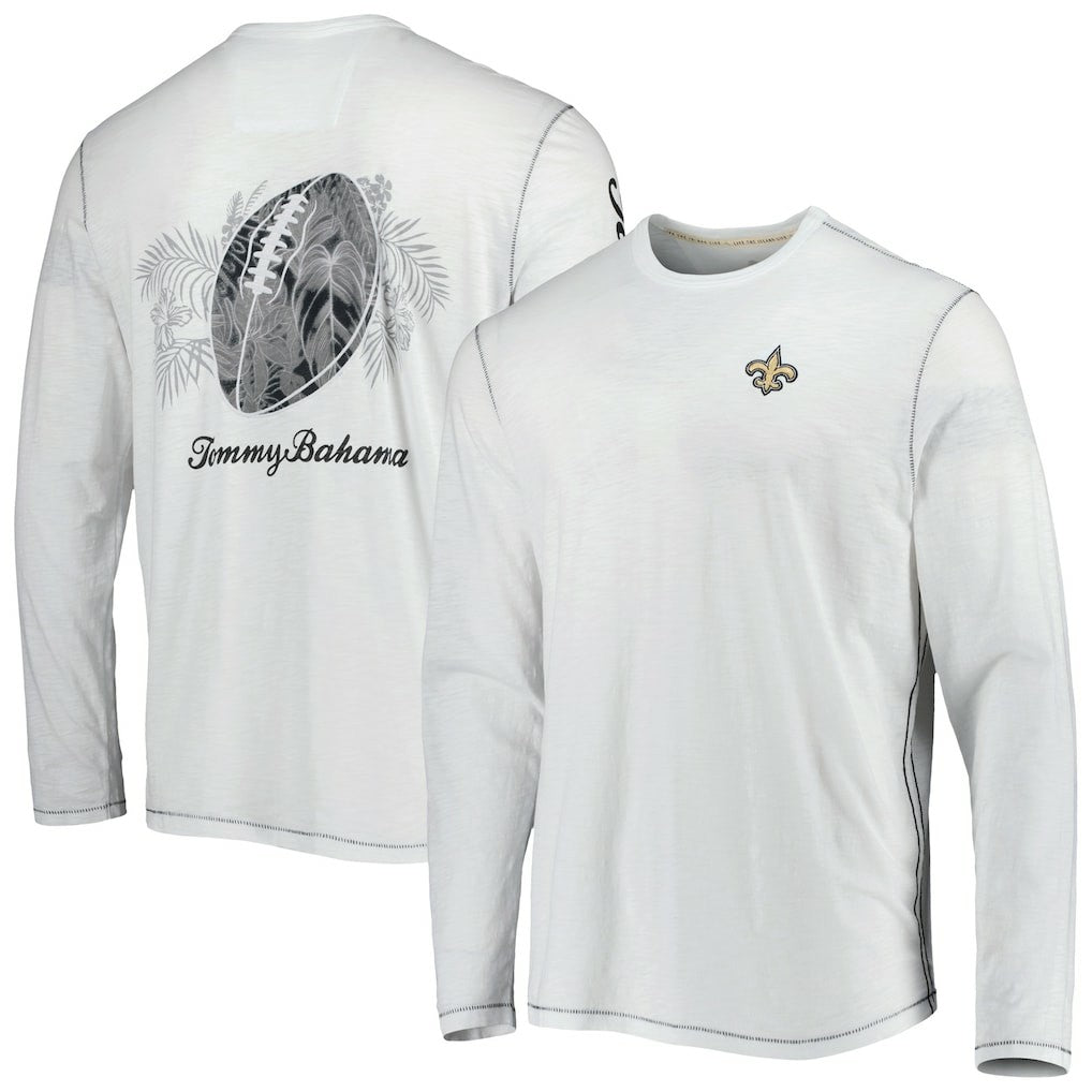 New Orleans Saints Laces Out Billboard Long Sleeve T-Shirt White - Tommy Bahama