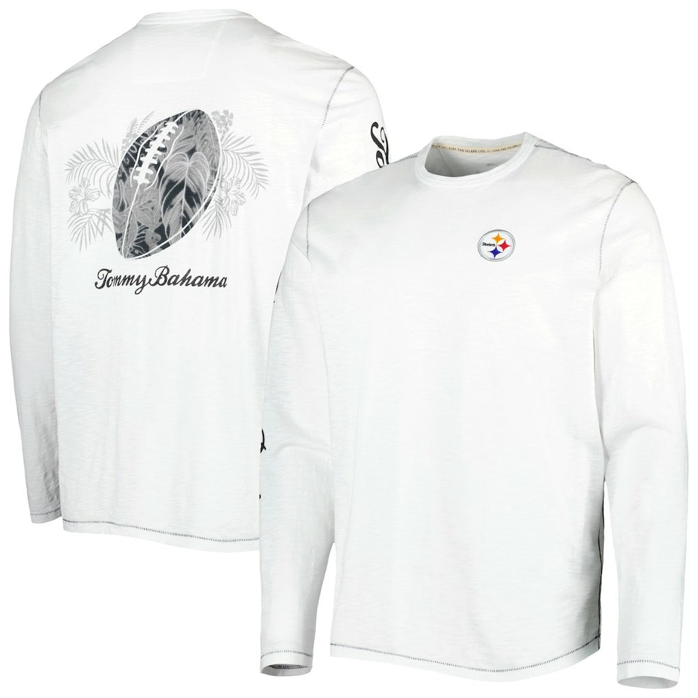 Pittsburgh Steelers Laces Out Billboard Long Sleeve T-Shirt White - Tommy Bahama