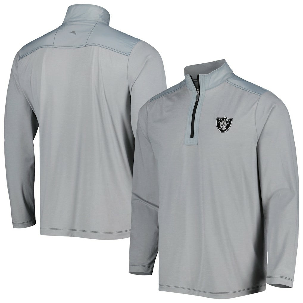 Las Vegas Raiders On Deck IslandZone Half-Zip Jacket Gray - Tommy Bahama