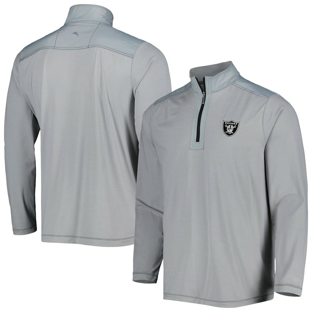 Las Vegas Raiders On Deck IslandZone Half-Zip Jacket Gray - Tommy Bahama