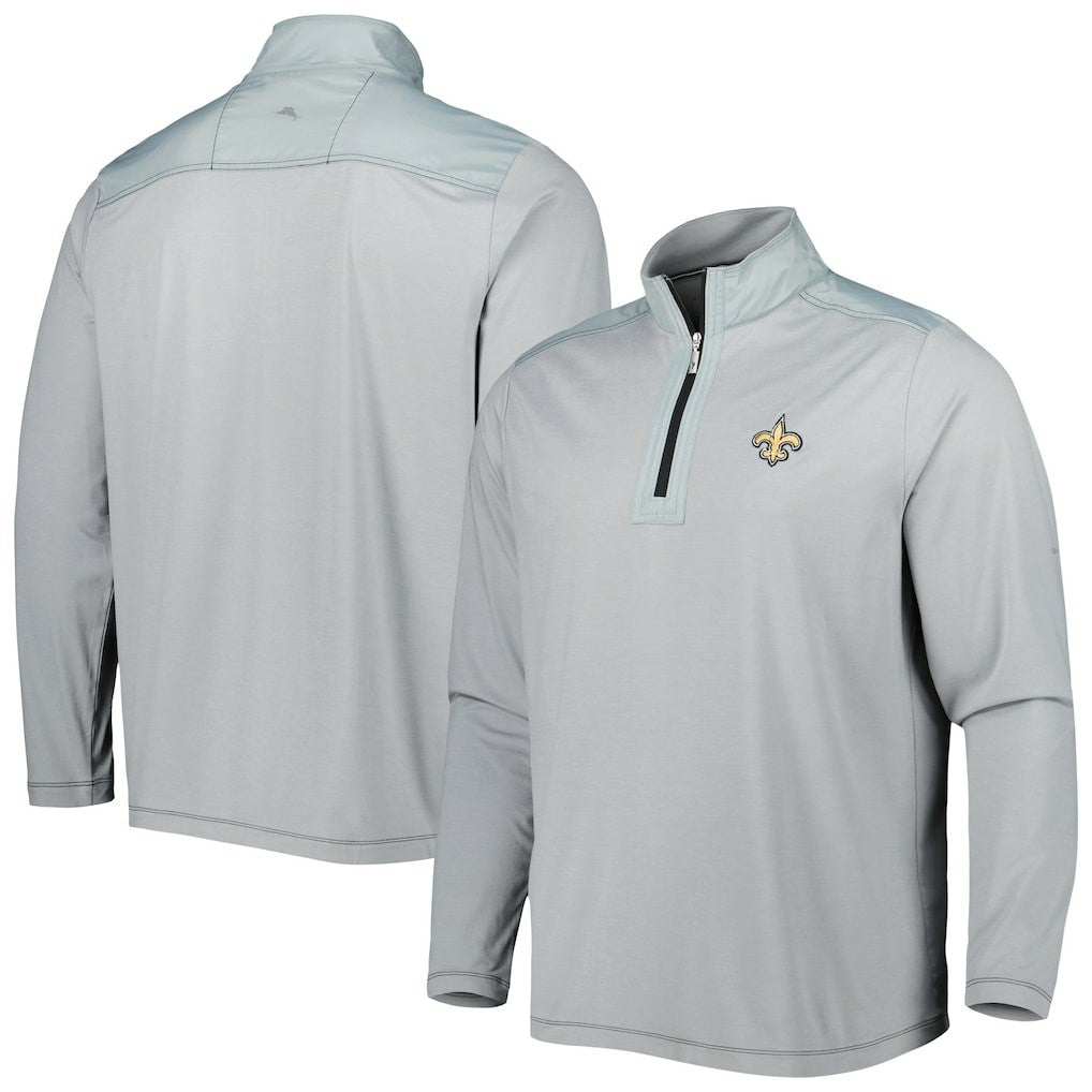 New Orleans Saints On Deck IslandZone Half-Zip Jacket Gray - Tommy Bahama