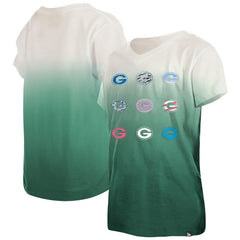 Green Bay Packers New Era Youth Multi Logo Ombre V-Neck T-Shirt Green - NFL