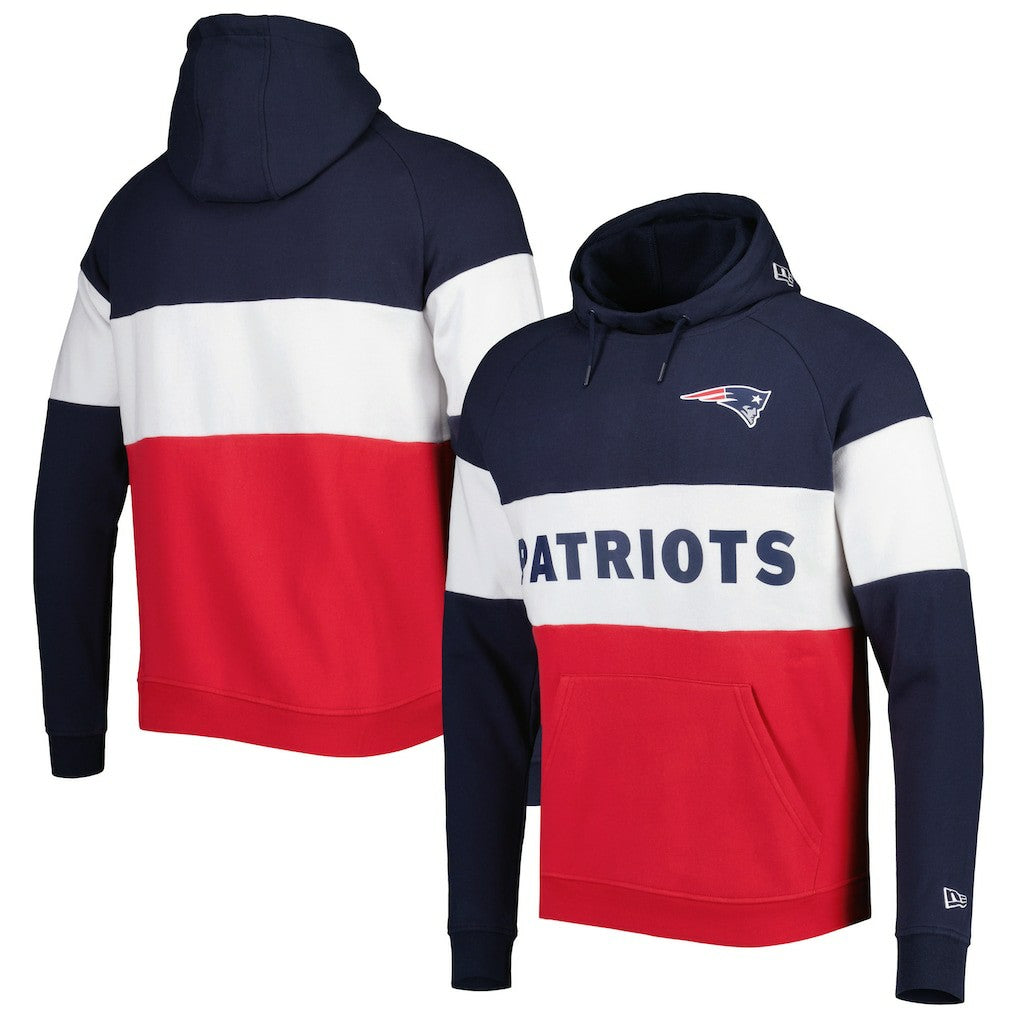 New England Patriots New Era Colorblock Current Pullover Hoodie Red - NFL