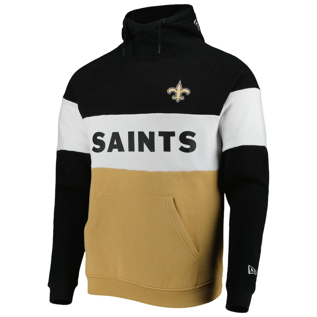 New Orleans Saints New Era Colorblock Current Pullover Hoodie Gold/Black - NFL