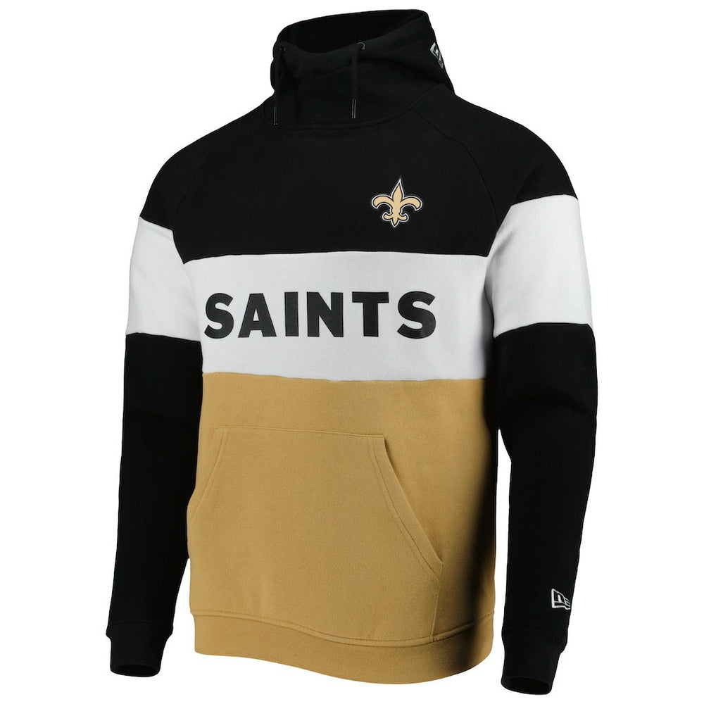 New Orleans Saints New Era Colorblock Current Pullover Hoodie Gold/Black - NFL