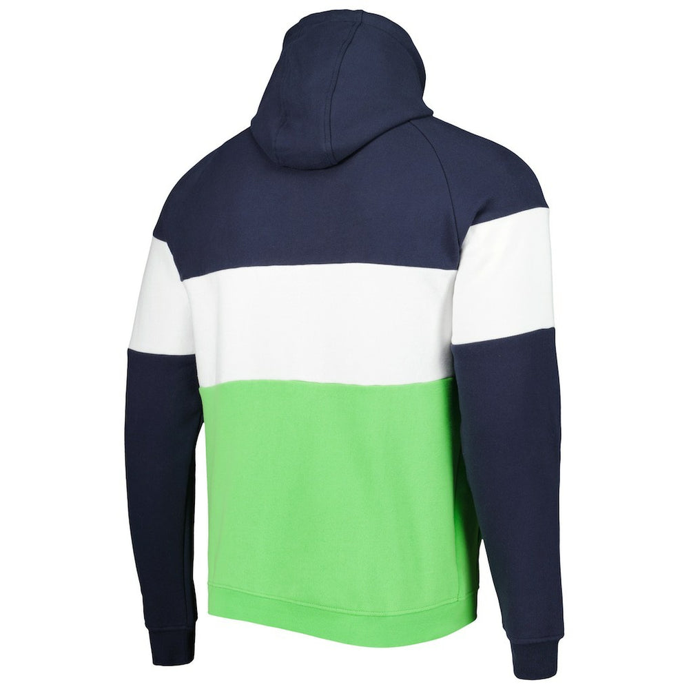 Seattle Seahawks New Era Colorblock Current Pullover Hoodie Neon Green/College Navy - NFL