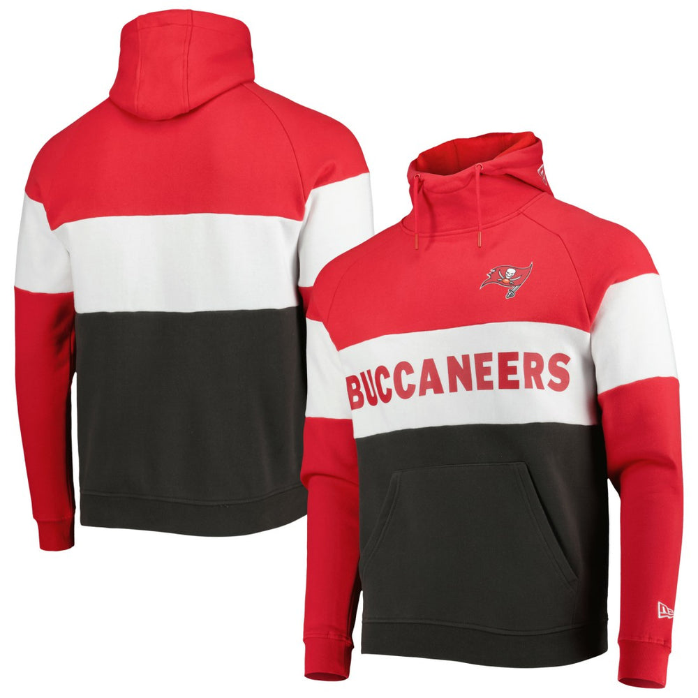Tampa Bay Buccaneers New Era Colorblock Current Pullover Hoodie Heather Charcoal/Red - NFL