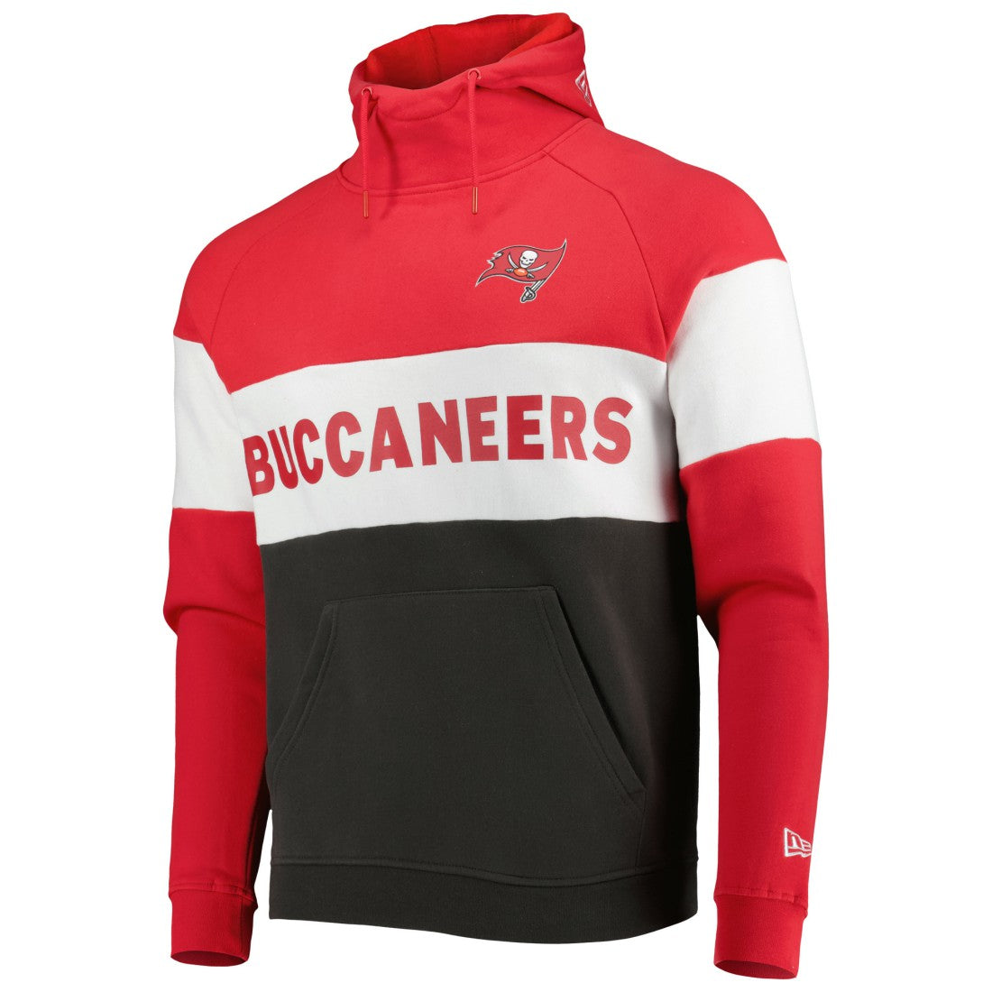 Tampa Bay Buccaneers New Era Colorblock Current Pullover Hoodie Heather Charcoal/Red - NFL