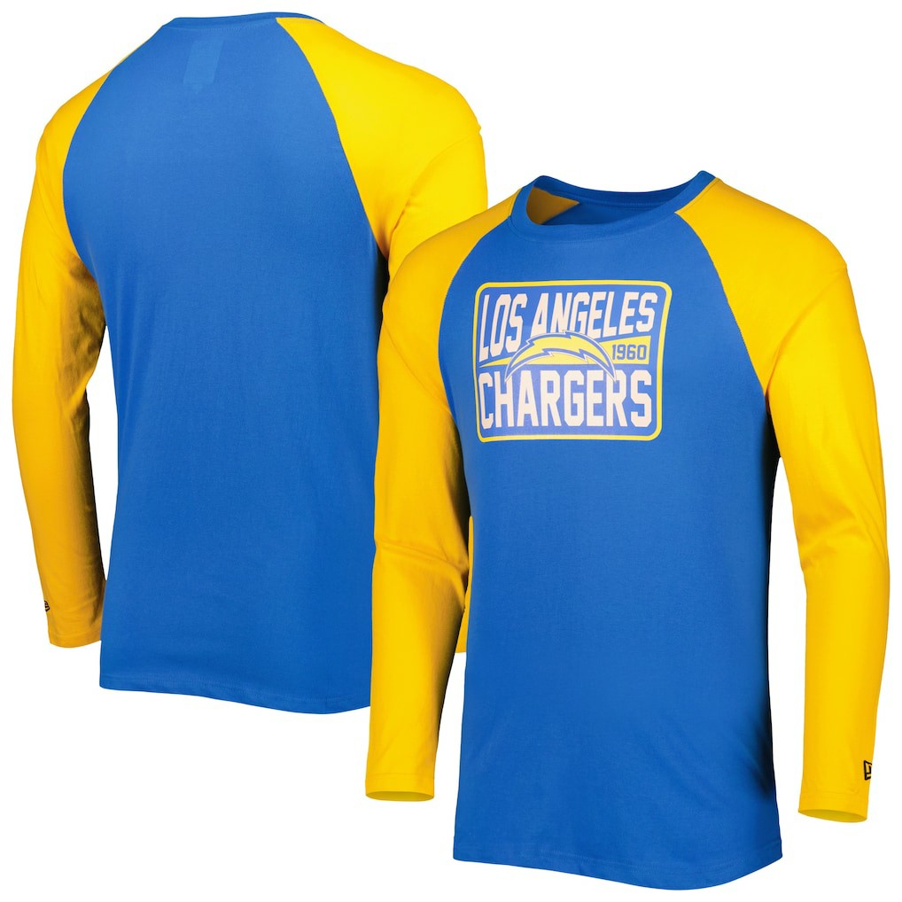Los Angeles Chargers New Era Current Raglan Long Sleeve T-Shirt Powder Blue - NFL