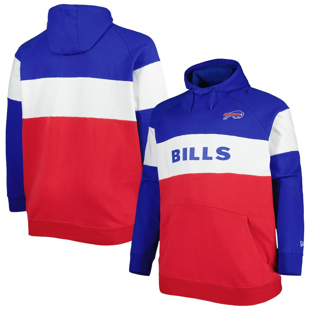 Buffalo Bills New Era Big & Tall Current Team Colorblock Fleece Raglan Pullover Hoodie Royal/Red - NFL
