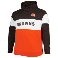 Cleveland Browns New Era Big & Tall Current Team Colorblock Fleece Raglan Pullover Hoodie Brown/Orange - NFL