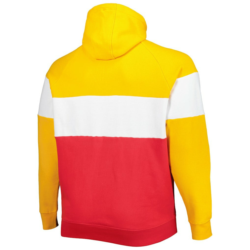 Kansas City Chiefs New Era Big & Tall Current Team Colorblock Fleece Raglan Pullover Hoodie Gold/Red - NFL