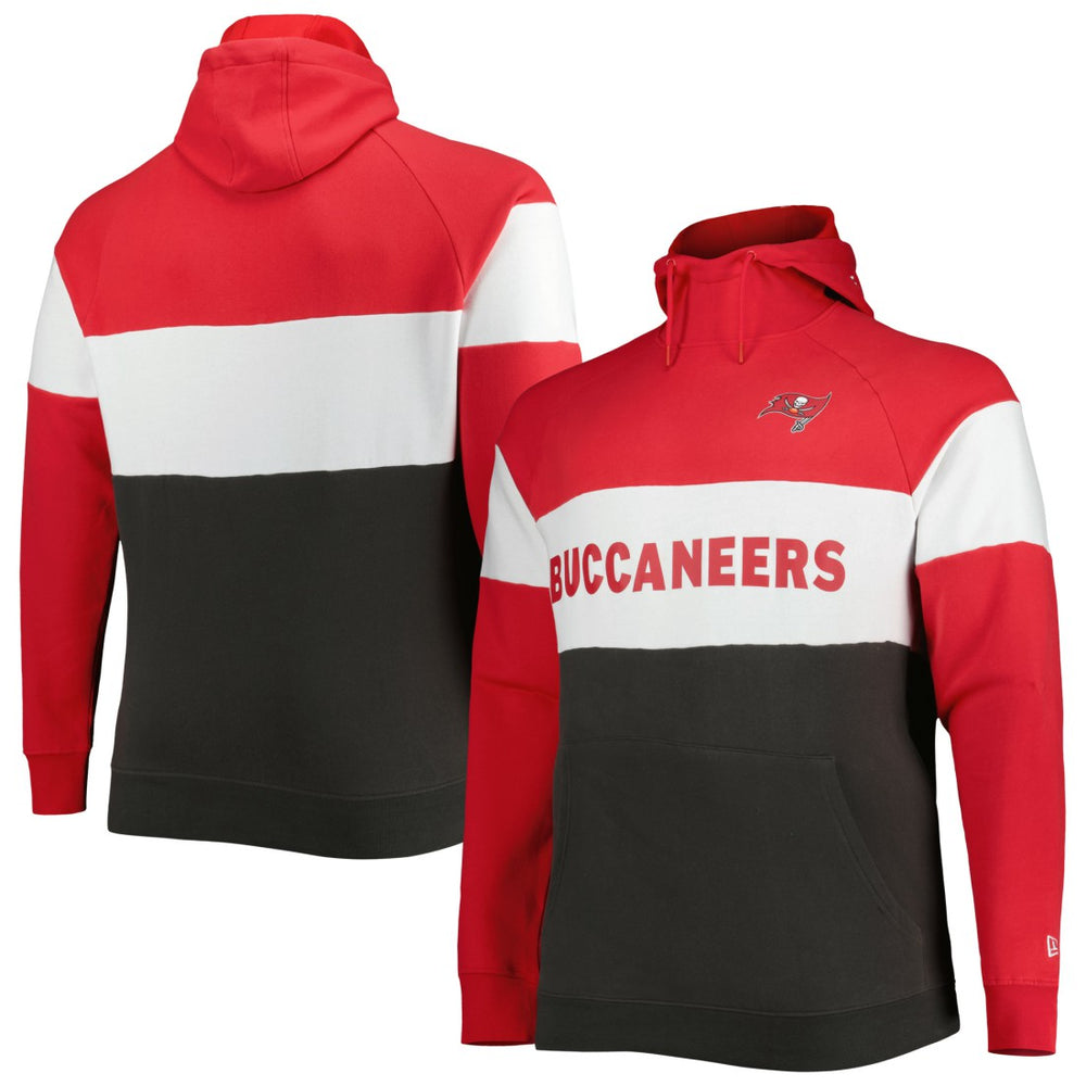 Tampa Bay Buccaneers New Era Big & Tall Current Team Colorblock Fleece Raglan Pullover Hoodie Red/Pewter - NFL