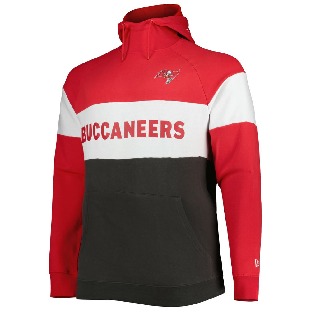 Tampa Bay Buccaneers New Era Big & Tall Current Team Colorblock Fleece Raglan Pullover Hoodie Red/Pewter - NFL