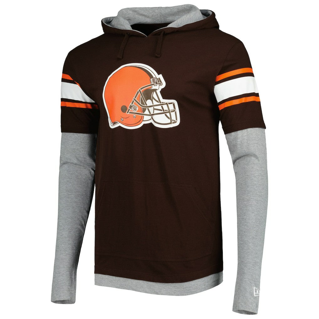 Cleveland Browns New Era Long Sleeve Hoodie T-Shirt Brown - NFL