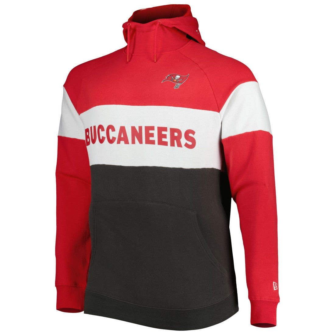 Tampa Bay Buccaneers New Era Big & Tall Current Colorblock Raglan Fleece Pullover Hoodie Heather Charcoal/Black - NFL