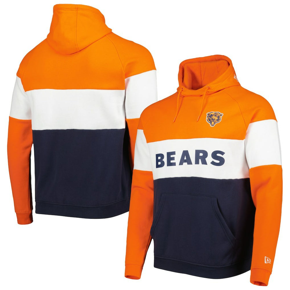 Chicago Bears New Era Colorblock Throwback Pullover Hoodie Navy/Orange - NFL