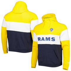 Los Angeles Rams New Era Colorblock Throwback Pullover Hoodie Navy/Gold - NFL