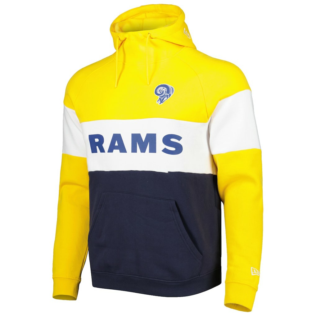 Los Angeles Rams New Era Colorblock Throwback Pullover Hoodie Navy/Gold - NFL