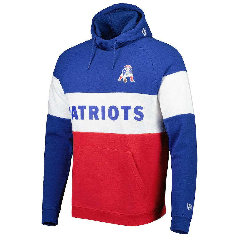 New England Patriots New Era Colorblock Throwback Pullover Hoodie Red/Royal - NFL
