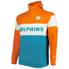 Miami Dolphins New Era Big & Tall Throwback Colorblock Raglan Pullover Hoodie Aqua - NFL