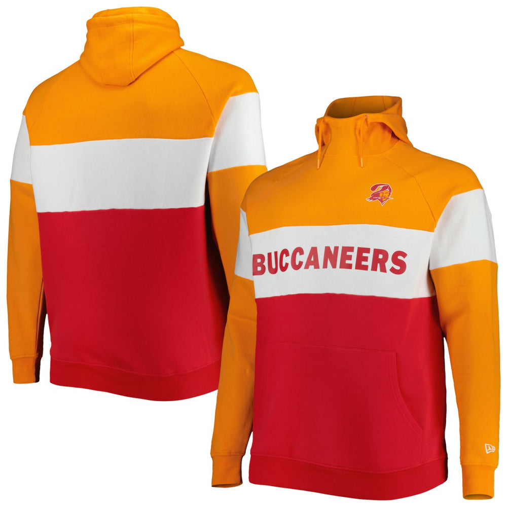 Tampa Bay Buccaneers New Era Big & Tall Throwback Colorblock Raglan Pullover Hoodie Red - NFL