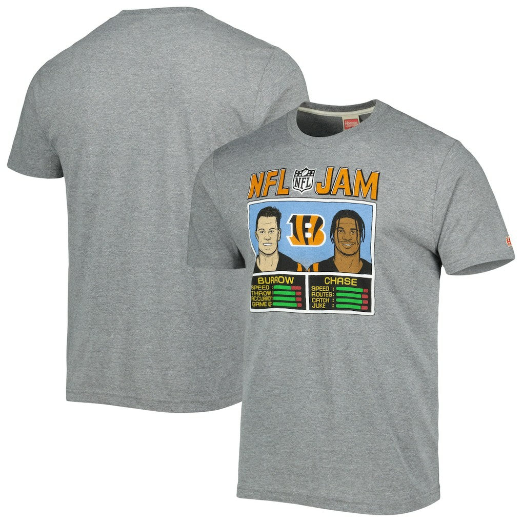 Ja'Marr Chase & Joe Burrow Cincinnati Bengals Homage Unisex NFL Jam Tri-Blend T-Shirt Heather Gray - NFL