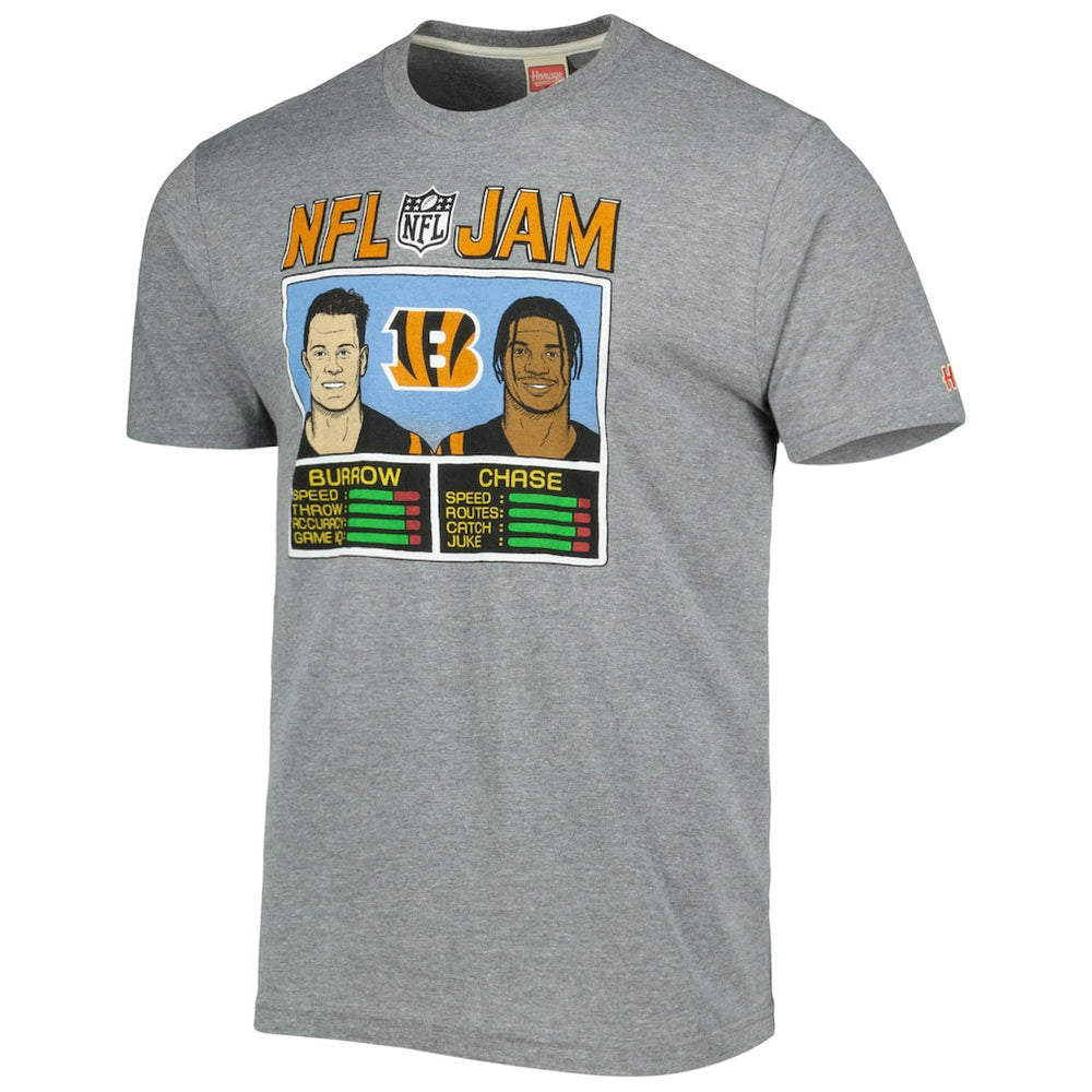 Ja'Marr Chase & Joe Burrow Cincinnati Bengals Homage Unisex NFL Jam Tri-Blend T-Shirt Heather Gray - NFL