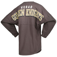 Vegas Golden Knights Fanatics Women's Spirit Lace-Up V-Neck Long Sleeve Jersey T-Shirt Charcoal
