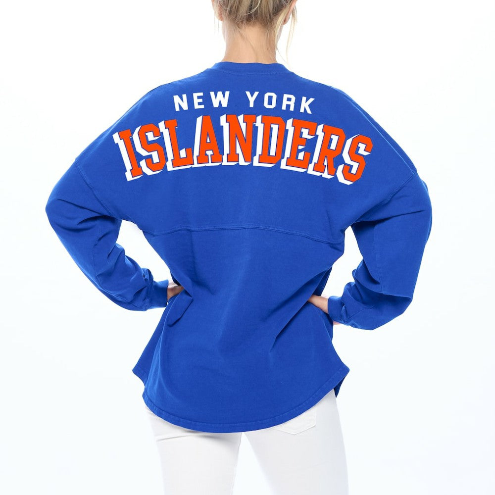 New York Islanders - Fanatics Women's Spirit Lace-Up V-Neck Long Sleeve Jersey T-Shirt Royal
