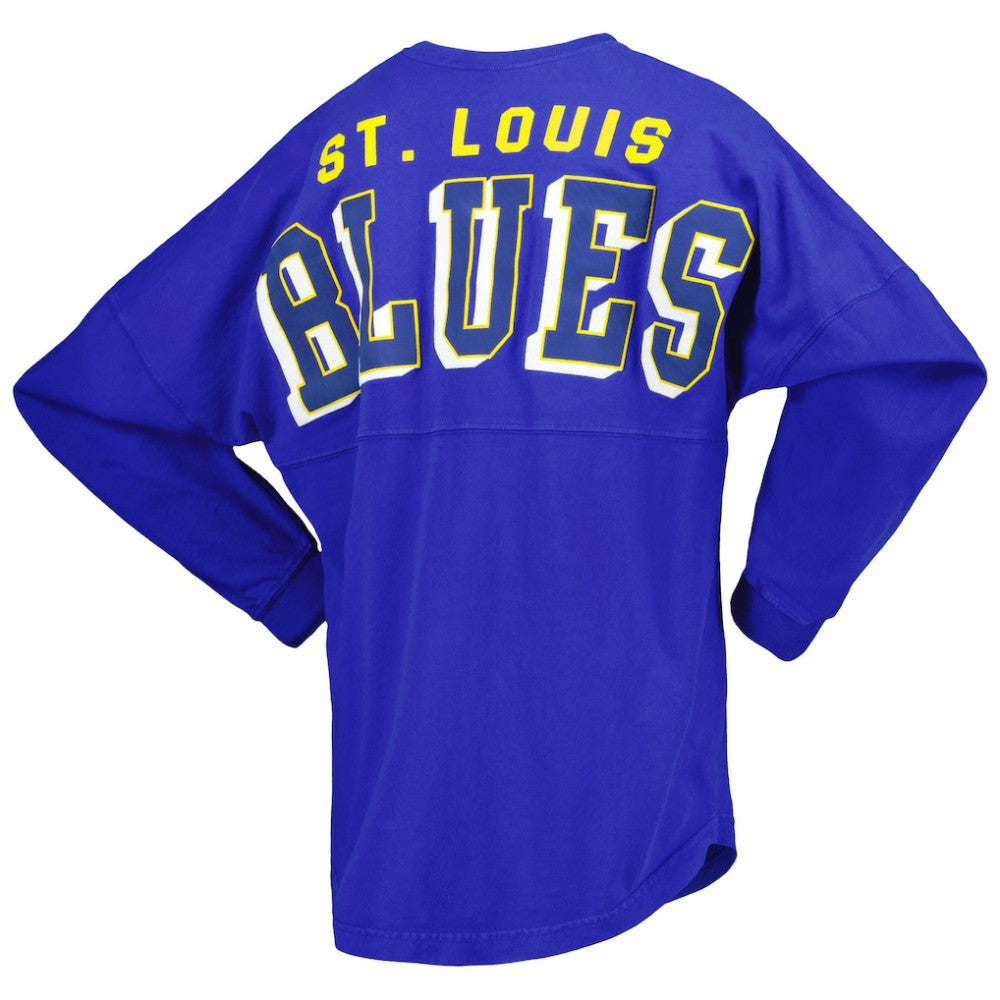 St. Louis Blues - Fanatics Women's Spirit Lace-Up V-Neck Long Sleeve Jersey T-Shirt Blue
