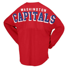 Washington Capitals Fanatics Women's Spirit Lace-Up V-Neck Long Sleeve Jersey T-Shirt Red