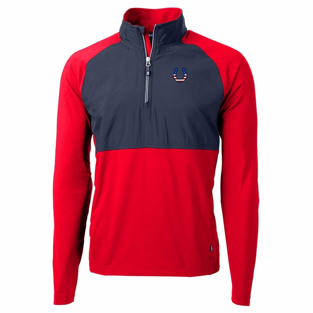 Indianapolis Colts Cutter & Buck Adapt Eco Knit Hybrid Recycled Quarter-Zip Pullover Top Red - NFL