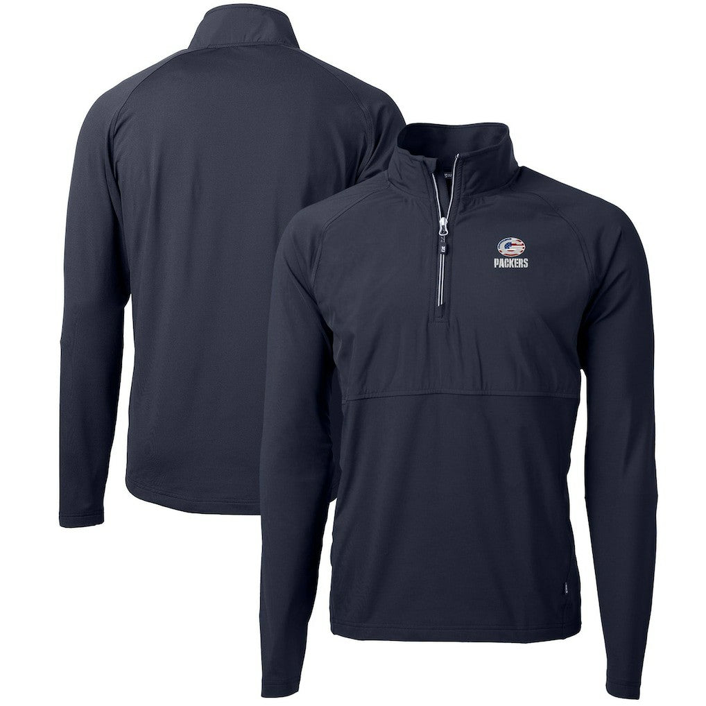 Green Bay Packers Cutter & Buck Adapt Eco Knit Hybrid Recycled Quarter-Zip Pullover Top Navy - NFL