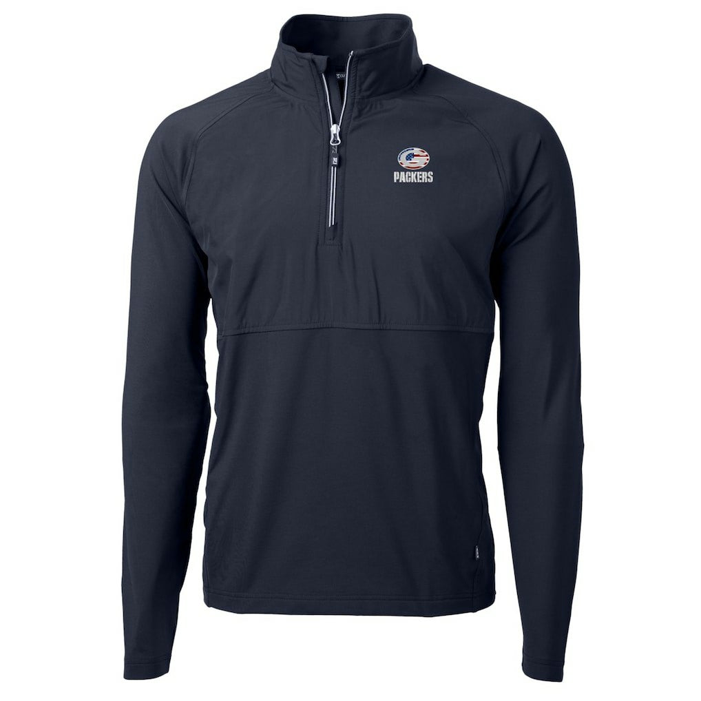Green Bay Packers Cutter & Buck Adapt Eco Knit Hybrid Recycled Quarter-Zip Pullover Top Navy - NFL