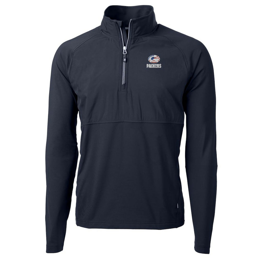 Green Bay Packers Cutter & Buck Adapt Eco Knit Hybrid Recycled Quarter-Zip Pullover Top Navy - NFL