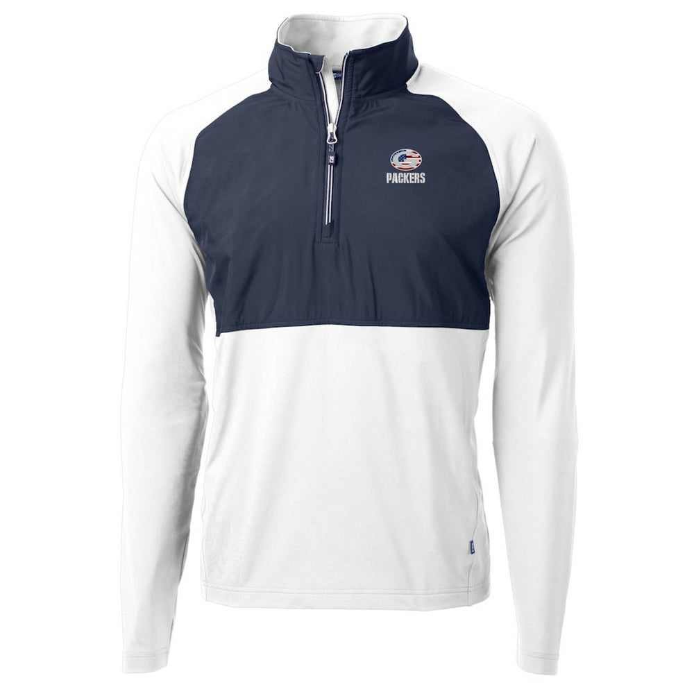 Green Bay Packers Cutter & Buck Adapt Eco Knit Hybrid Recycled Quarter-Zip Pullover Top White - NFL
