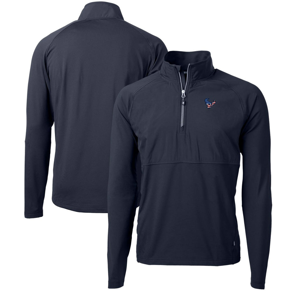 Houston Texans Cutter & Buck Adapt Eco Knit Hybrid Recycled Quarter-Zip Pullover Top Navy - NFL