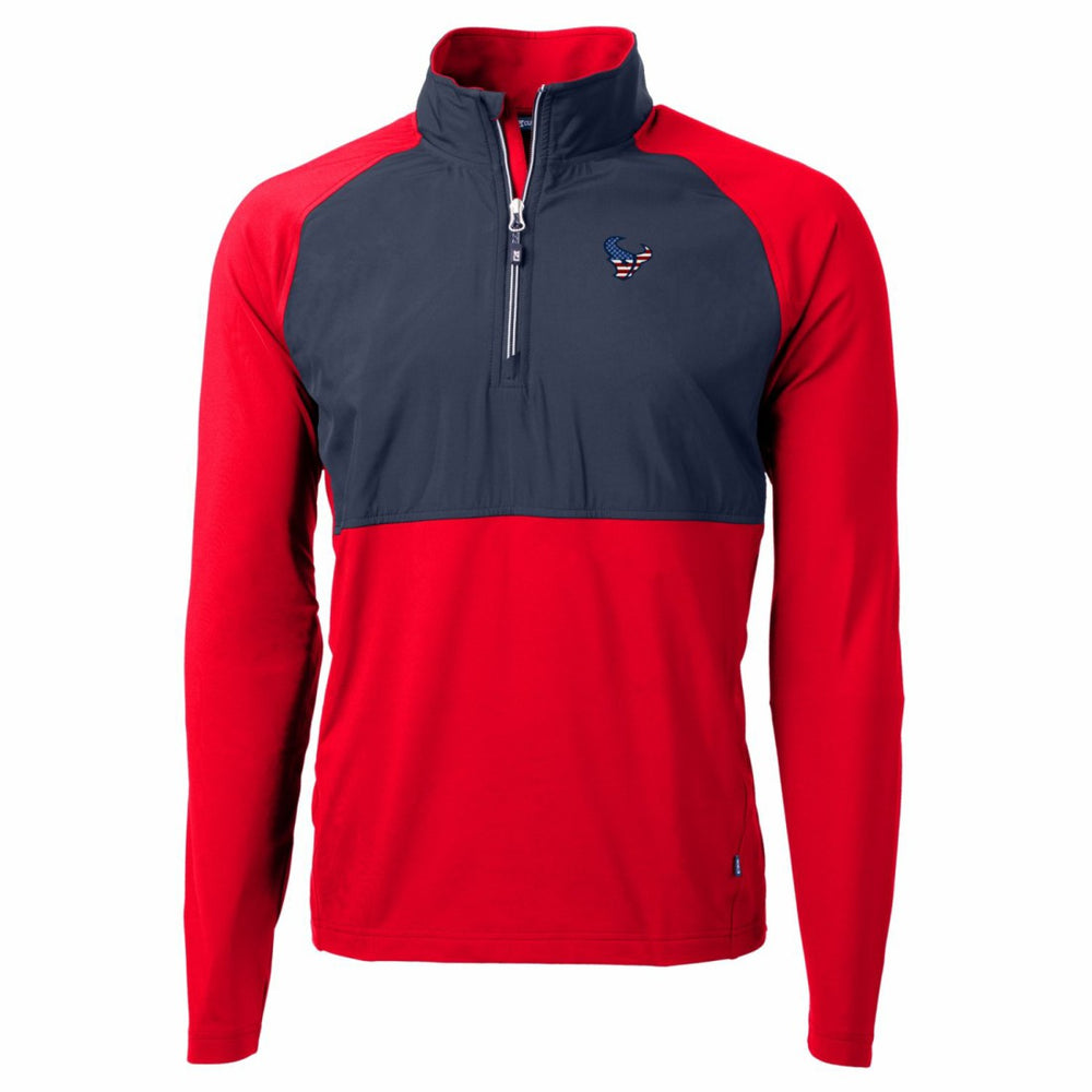 Houston Texans Cutter & Buck Adapt Eco Knit Hybrid Recycled Quarter-Zip Pullover Top Red - NFL