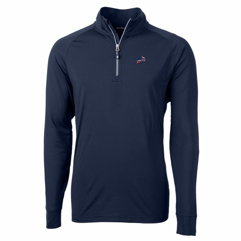 Detroit Lions Cutter & Buck Team Adapt Eco Knit Hybrid Recycled Quarter-Zip Pullover Top Navy - NFL