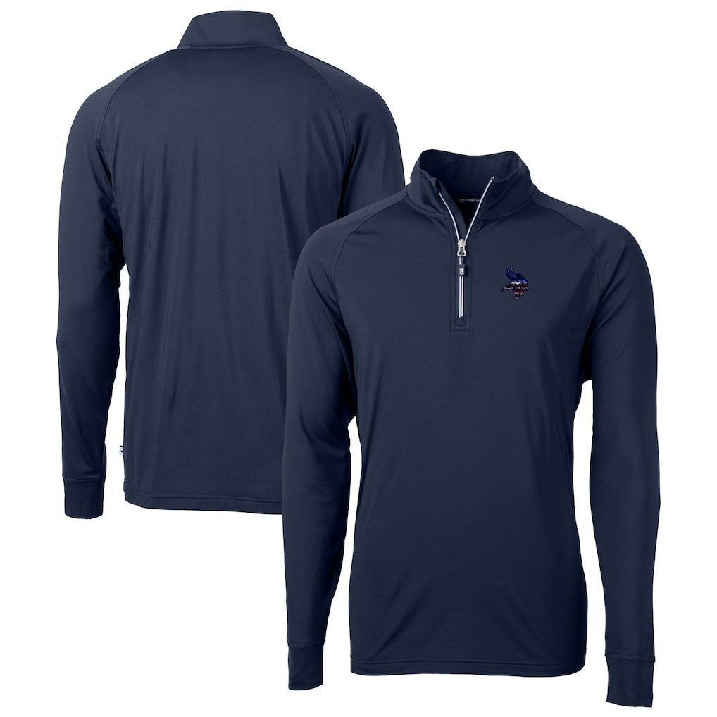 Minnesota Vikings Cutter & Buck Team Adapt Eco Knit Hybrid Recycled Quarter-Zip Pullover Top Navy - NFL