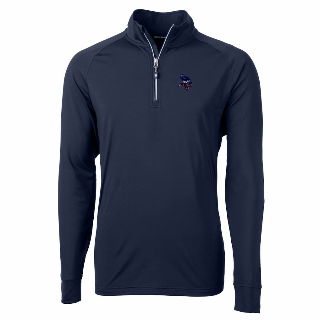 Minnesota Vikings Cutter & Buck Team Adapt Eco Knit Hybrid Recycled Quarter-Zip Pullover Top Navy - NFL
