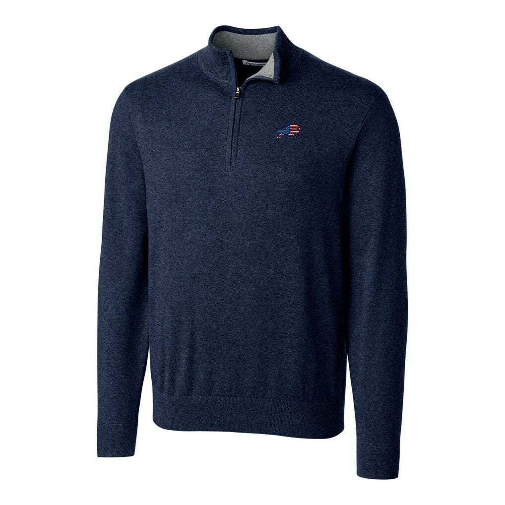 Buffalo Bills Cutter & Buck Lakemont Quarter-Zip Pullover Sweater Navy - NFL