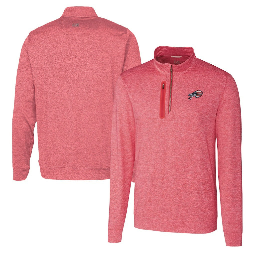 Buffalo Bills Cutter & Buck Americana Stealth Quarter-Zip Pullover Top Red - NFL