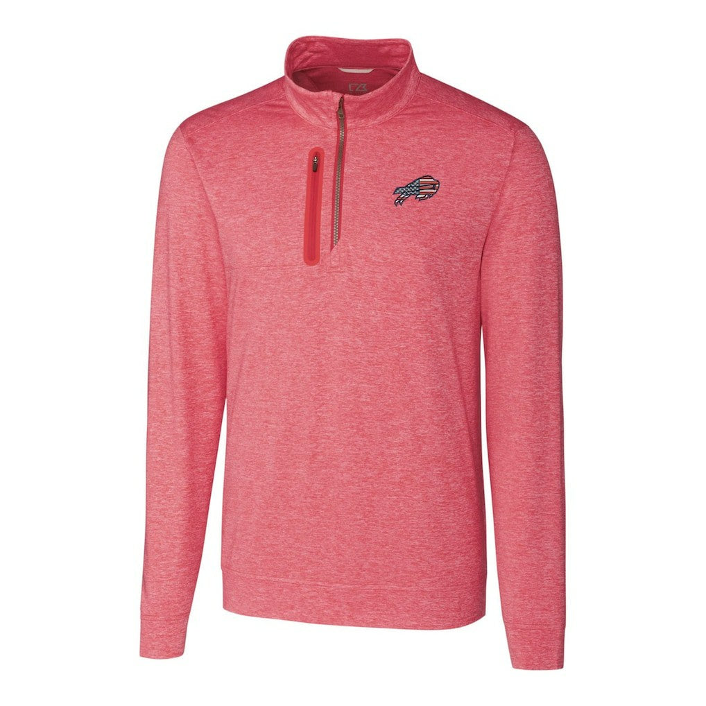 Buffalo Bills Cutter & Buck Americana Stealth Quarter-Zip Pullover Top Red - NFL